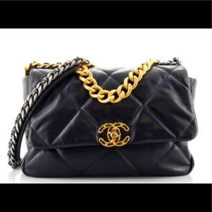 Authentic Chanel 19 Maxi Handbag Lambskin